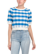 Elbow Sleeve Cropped Plaid Sweater | Marshalls