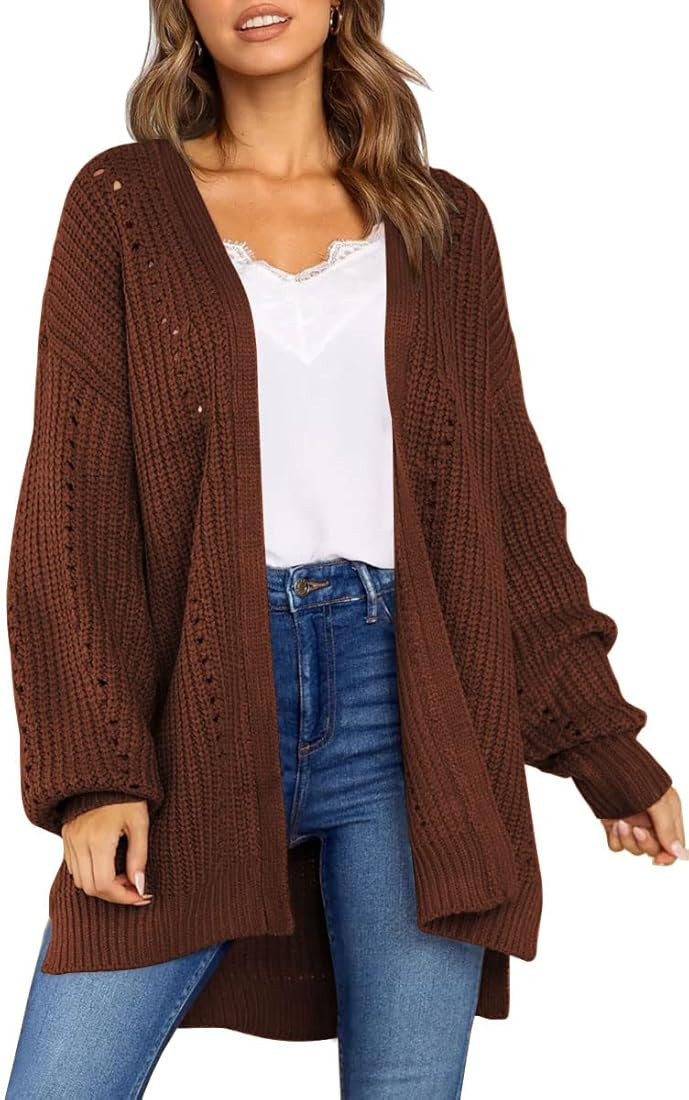 Womens Open Front Cardigan Sweaters Long Sleeve 2022 Casual Oversized Chunky Coat | Amazon (US)