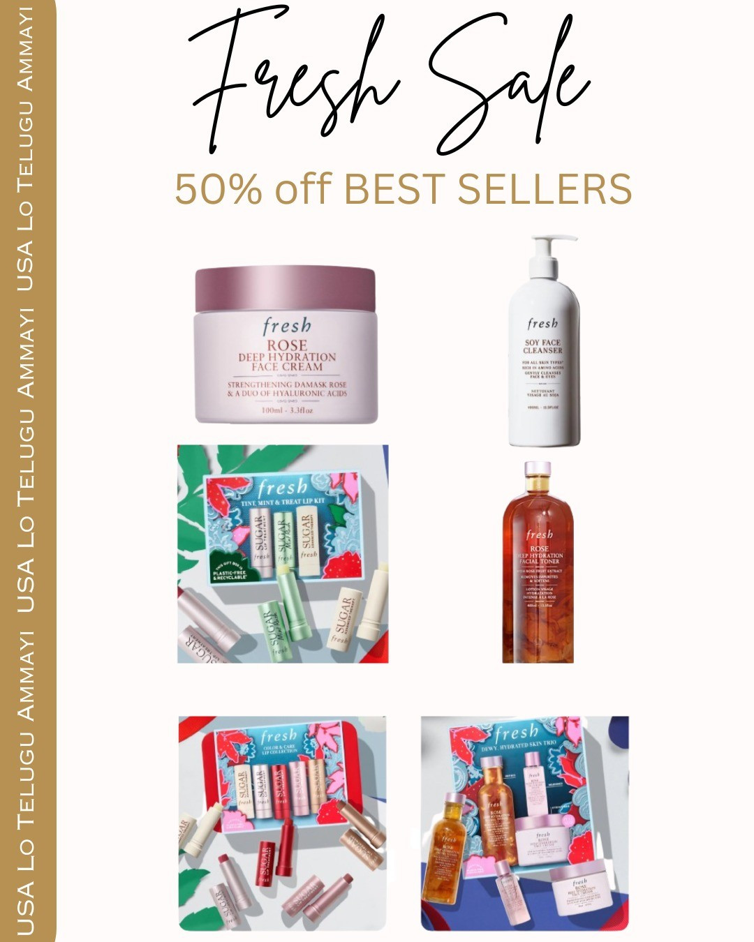 Fresh is having 50% off on their best sellers and 30% off rest including sets. Use Code : FRESH. My absolute favorites are sou cleanser and rose hydrating moisturizer 

#LTKCyberWeek #LTKSaleAlert #LTKBeauty