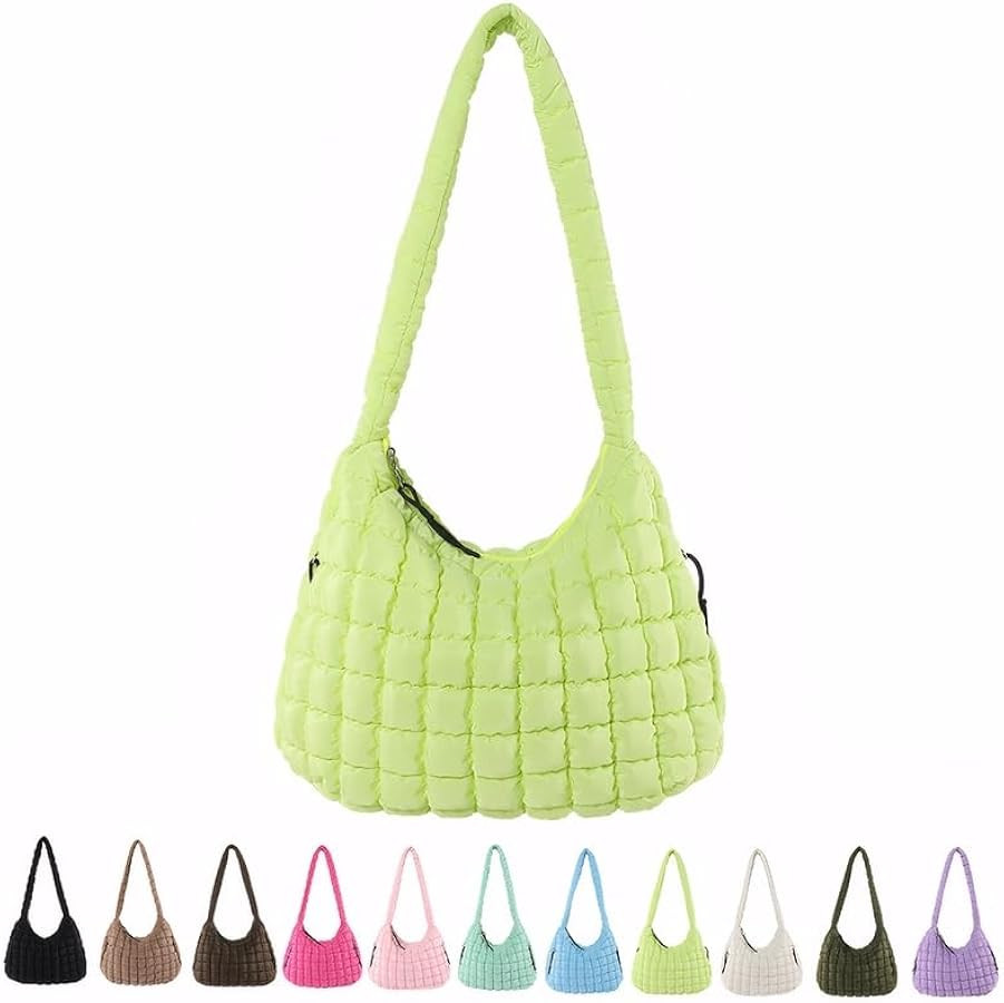 Quilted Puffer Tote Bag Womens Large Puffy Handbag Crossbody Shoulder Bag, Lightweight Hobo Bag f... | Amazon (US)