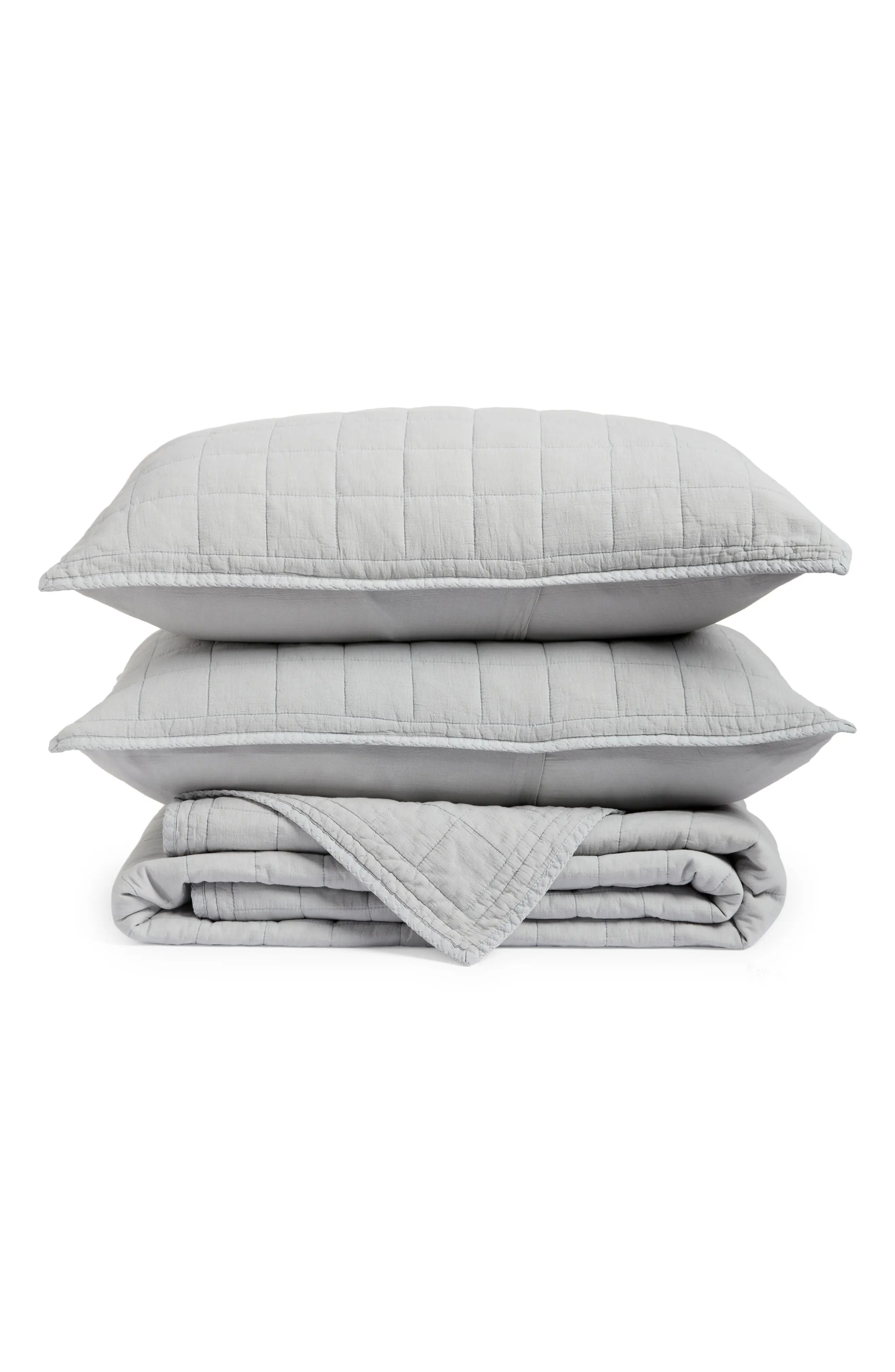 Nordstrom Soft Wash Grid Quilt & Shams Set in Blue Pearl at Nordstrom, Size Queen | Nordstrom