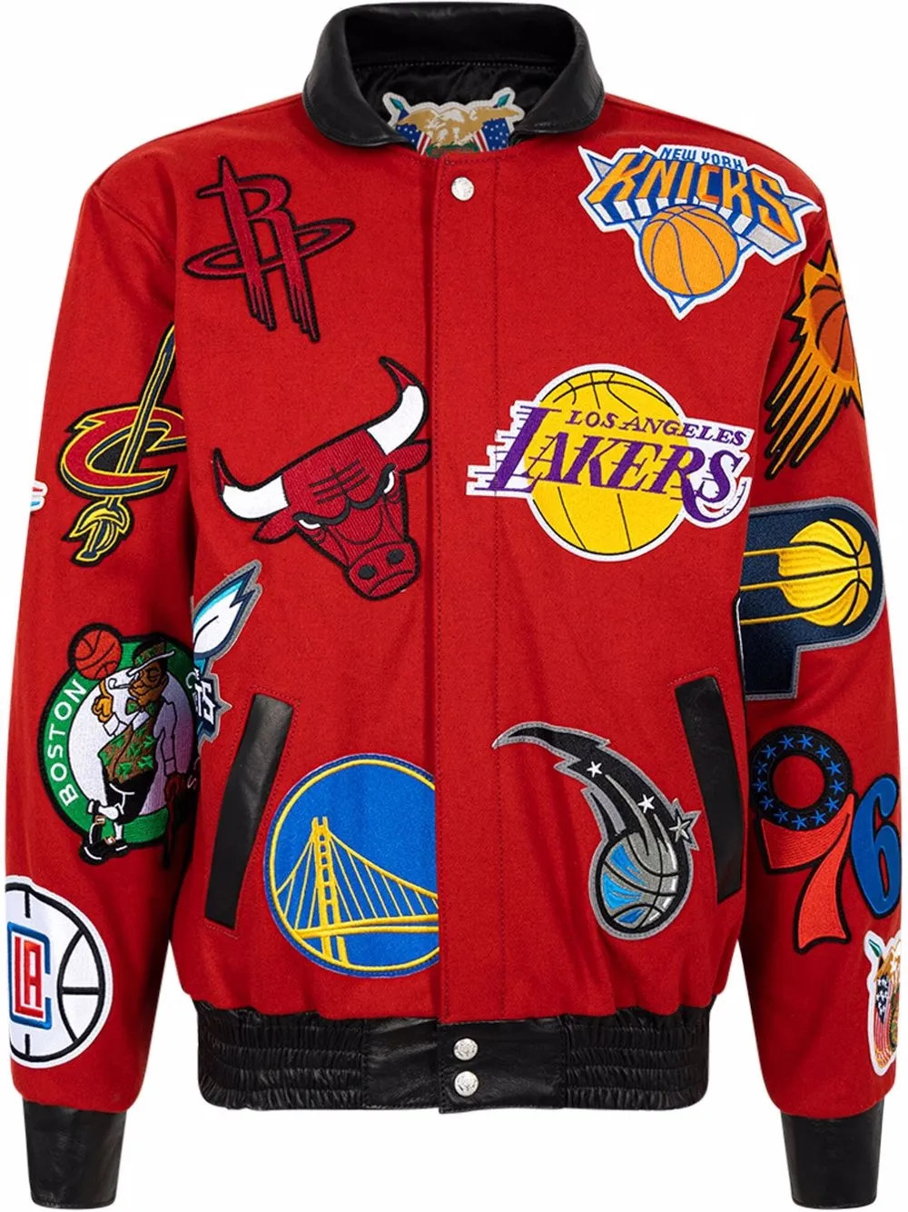 Jeff Hamilton NBA Collage Wool Bomber Jacket | Red | FARFETCH | Farfetch Global