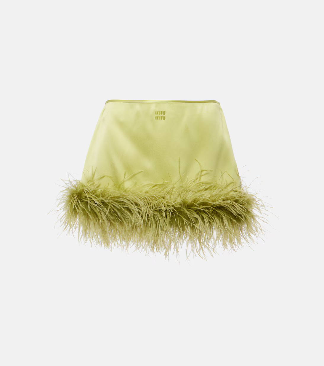 Feather-trimmed satin miniskirt | Mytheresa (DACH)