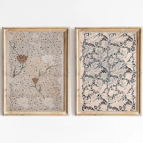 Vintage Botanical Wall Art Prints Set of 2 Antique Sketch Wall Art Decor Neutral Flower Canvas Wa... | Amazon (US)