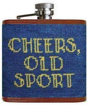 Cheers Old Sport Needlepoint Flask in Blueberry by Smathers & Branson | Amazon (US)