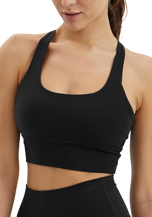 Sogetdo Women Strappy Sports Bras Padded Racerback Criss Cross Back Square Neck Workout Gym Yoga ... | Amazon (US)