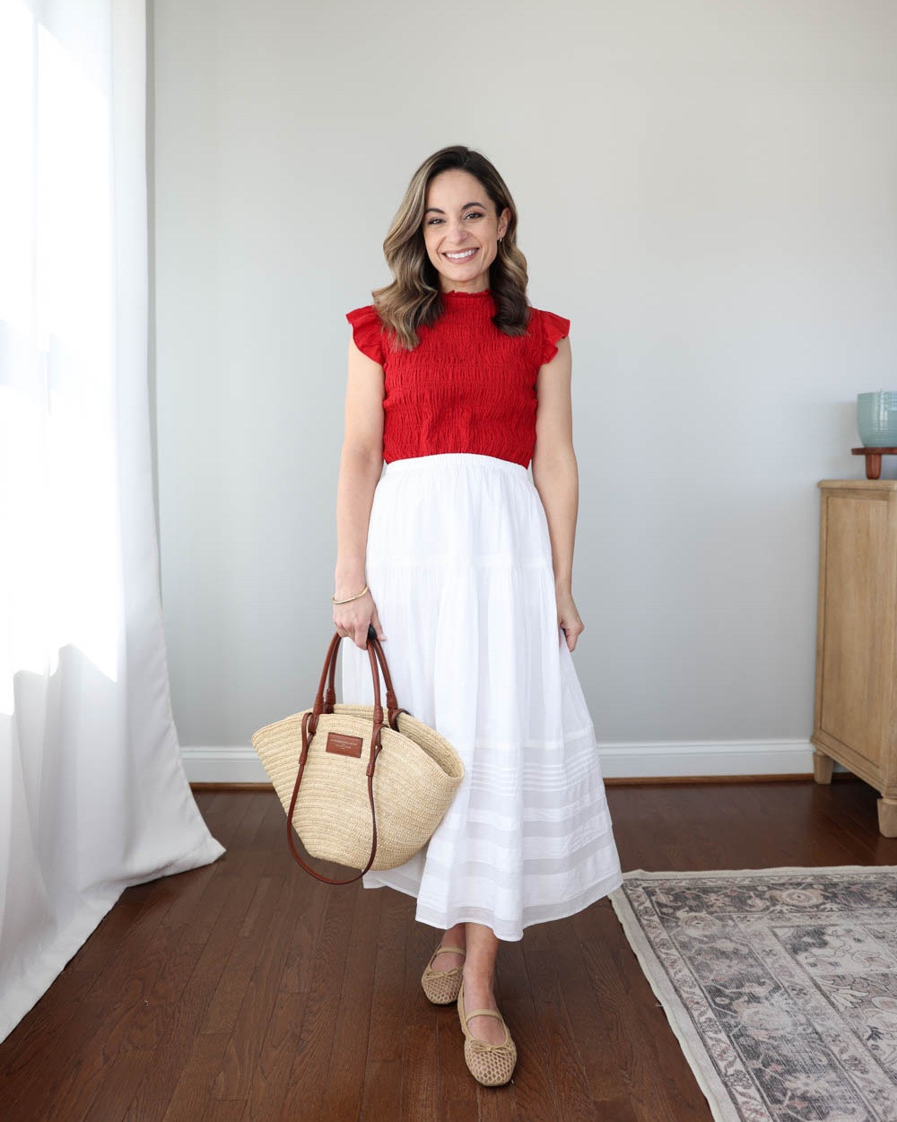 Petite-friendly Summer outfits with pops of red!

Outfit 1:
Red Top (Abercrombie): xs - I sized up so it wouldn’t be tight through the smocking. So soft, great fit at the arm openings 
White Skirt (Abercrombie): petite xxs - I have a review of three petite cotton skirts coming up, this one is my favorite
Ballet flats: tts

Outfit 2:
Red Cardigan (J.Crew): xs - sized up 
Skort (Madewell): 24 - true to size. Comfortable stretch denim. In my true size it’s not tight, doesn’t ride up and has a low/mid rise. 
Sandals: true to size

Outfit 3:
Red Statement top (Gap): xxs
Light wash jeans (J.Crew Factory): 24 classic | 26.5” inseam | they also come in petite with a 24.5”
Inseam
Woven flats (J.Crew Factory): tts, also linked a similar 

My measurements for reference: I’m 4’10” and 105lbs. My bust, waist, and hip measurement is 32”, 24”, and 36”.

#LTKSeasonal #LTKSaleAlert #LTKPetite