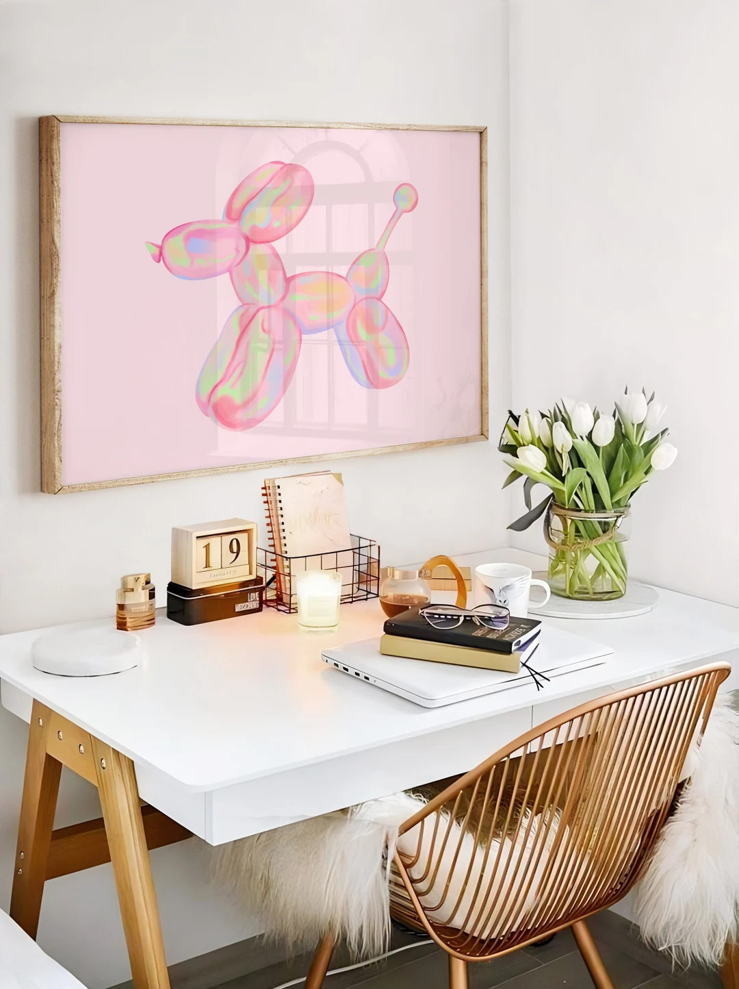 Balloon Dog Art Print Watercolor Wall Art Apartment Wall Art Living Room Modern Preppy Pink Print... | Etsy (CAD)