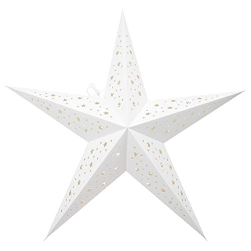 FRCOLOR Paper Star Lantern Lampshade: 5 Pointed Star Christmas Ornament Hollow Out Ceiling 3D Paper Pentagram Lampshade Cover for Holiday Wedding Party | Amazon (UK)