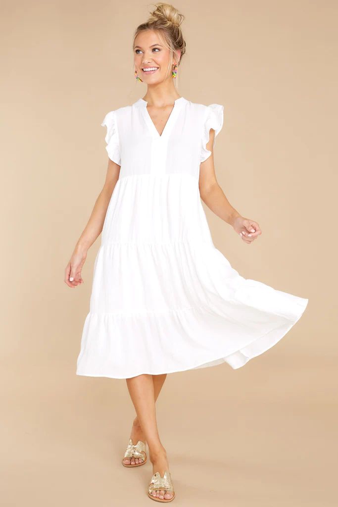 Meaningful Ways White Midi Dress | Red Dress 