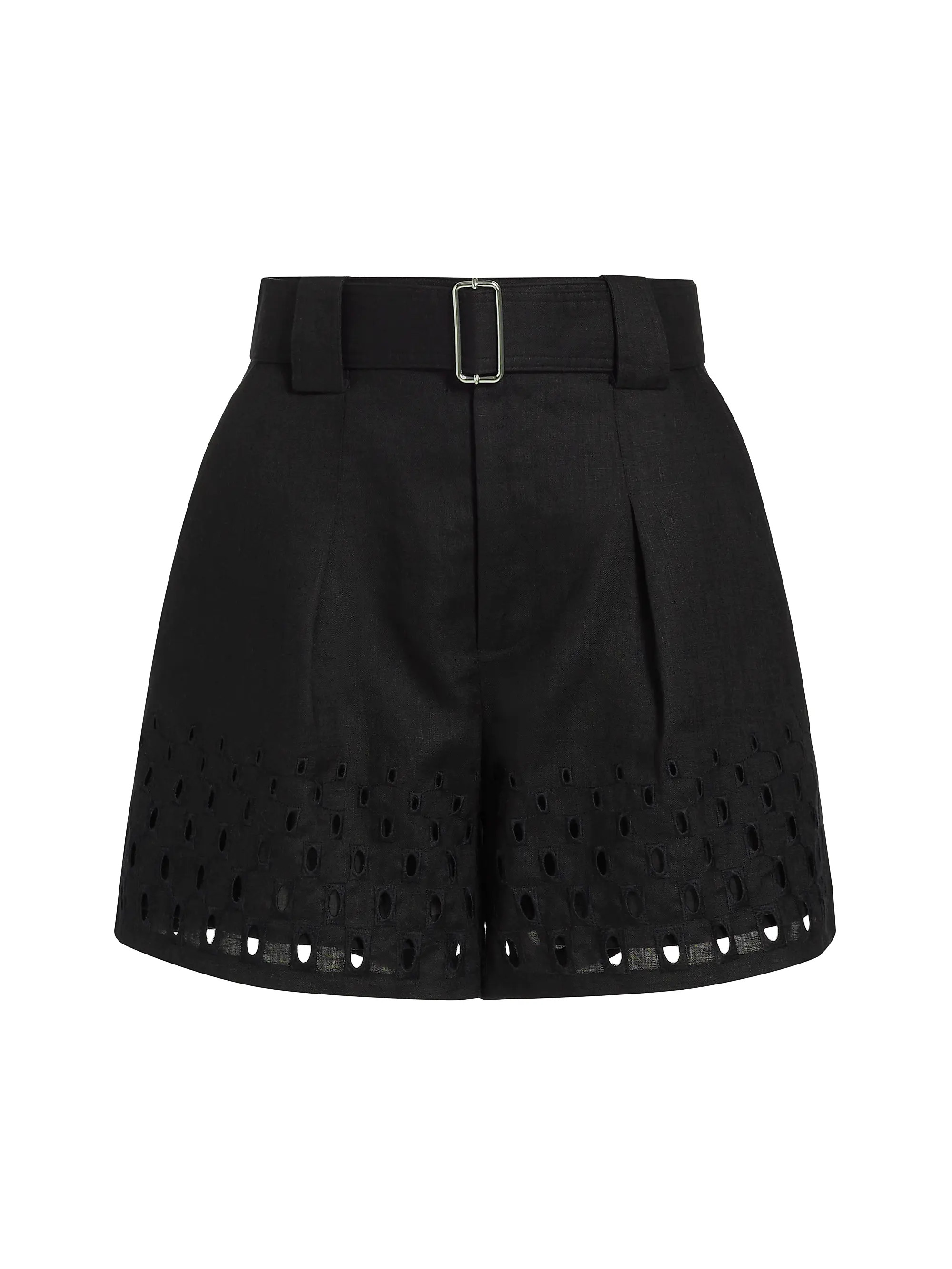 Kali Eyelet Linen Belted Shorts | Saks Fifth Avenue