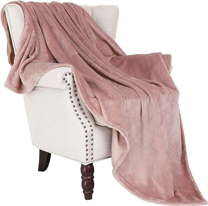 Exclusivo Mezcla Luxury Flannel Velvet Plush Throw Blanket – 50" x 60" (Pink) | Amazon (US)