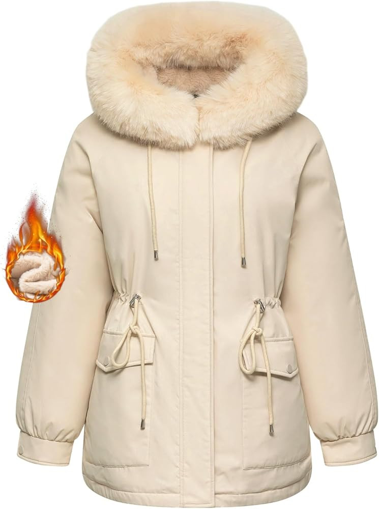 PUFFIT Women Puffer Jacket Faux Fur Hood Parka Winter Waterproof Windproof Ladies Stain-resistant... | Amazon (UK)