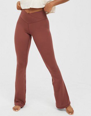 OFFLINE By Aerie Real Me High Waisted Crossover Flare Legging | American Eagle Outfitters (US & CA)