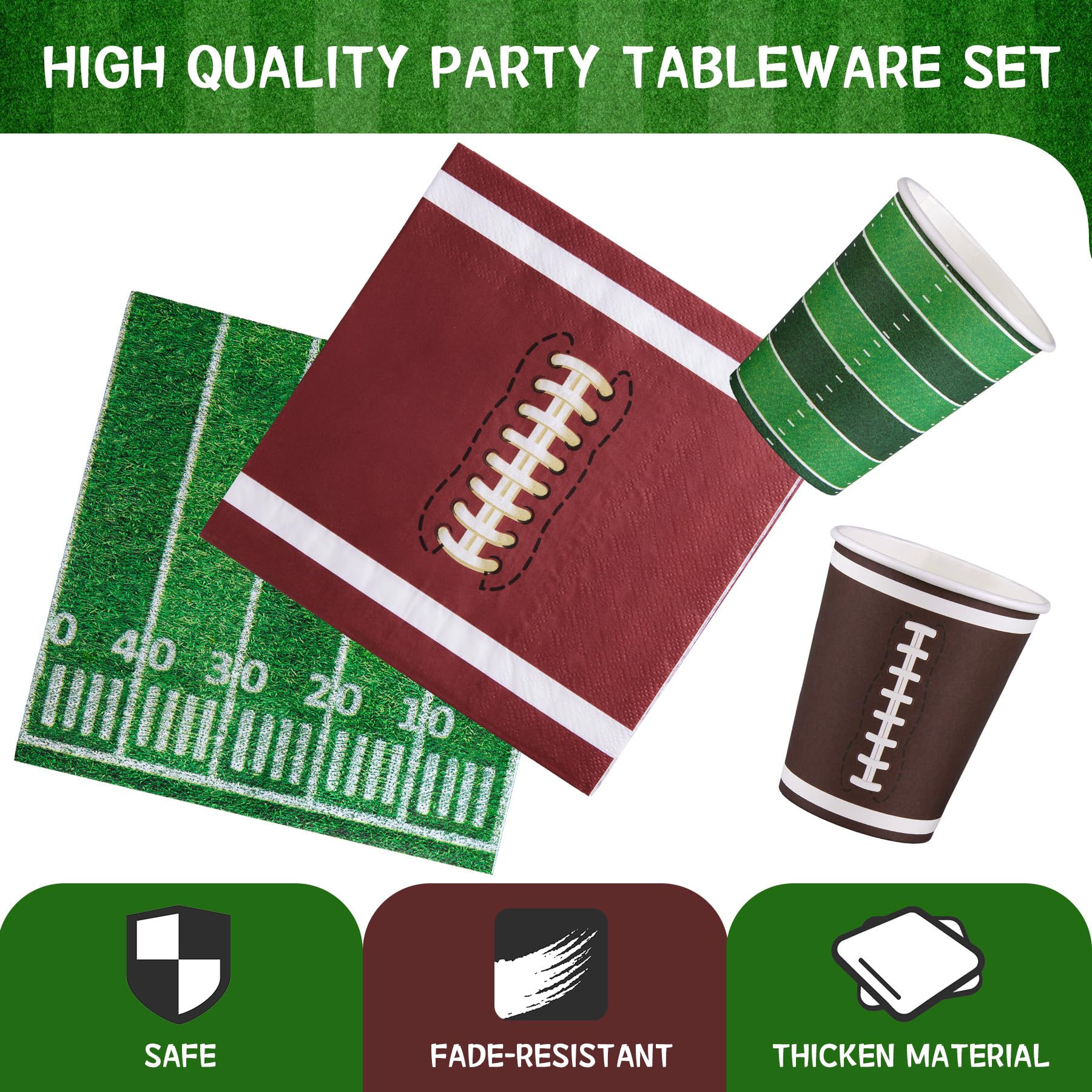 Football Party Decorations Set Serve 24, Football Party Supplies Kit Includes Dinner Plates, Dess... | Amazon (US)