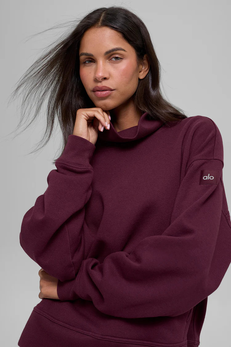 Hazy Mock Neck Pullover - Burgundy | Alo Yoga (US)