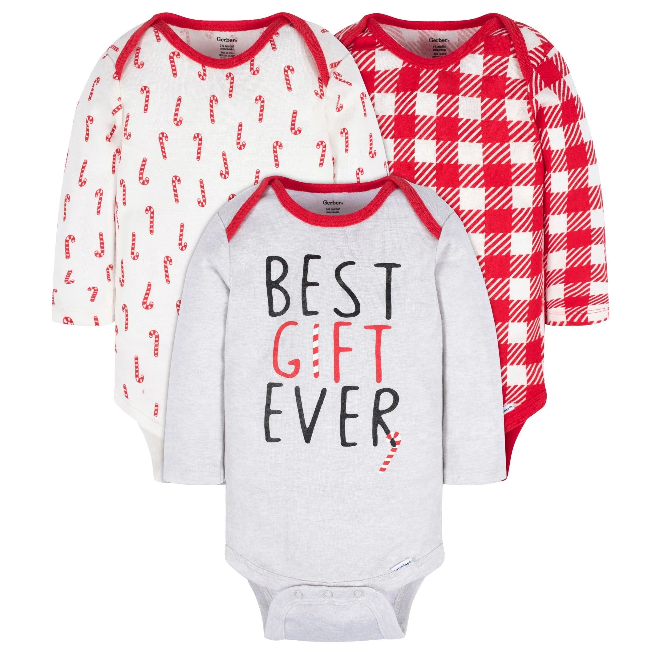 3-Pack Baby Neutral Best Gift Ever Long Sleeve Onesies® Bodysuits | Gerber Childrenswear