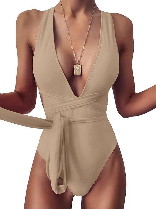 Sexy One Piece Swimsuit Women Plunge Bathing Suits | Amazon (US)