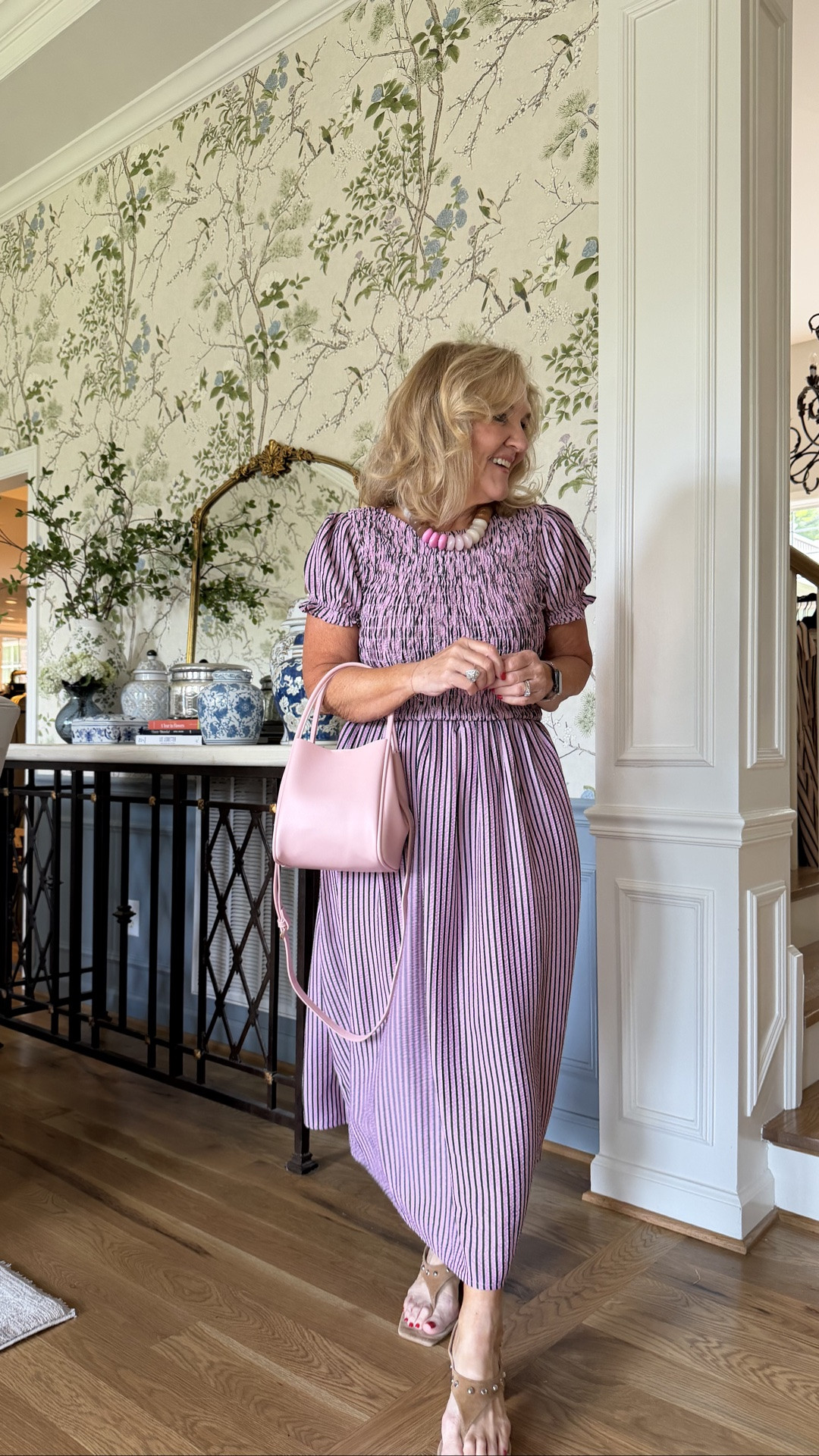 Anthropologie 20% off code on orders $100 or more  NANETTE20
Dress size medium I probably would have ordered the petite so that it wouldn’t sit as low on my hips. But I like it both ways and I just added a belt to blouse it a bit at the waist.
Love this color it also comes in a solid and a couple of different color stripes
These black heel sandals are really comfortable. I love the neutral color.

#LTKSaleAlert #LTKOver40 #LTKootd