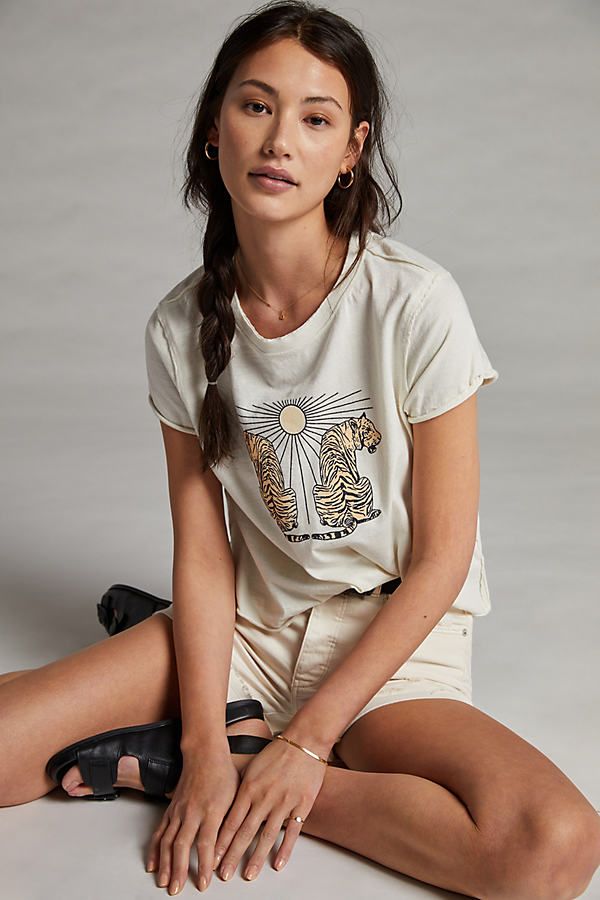 Real Fun, Wow! Tiger Graphic Tee By Real Fun, Wow! in White Size XXS P | Anthropologie (US)