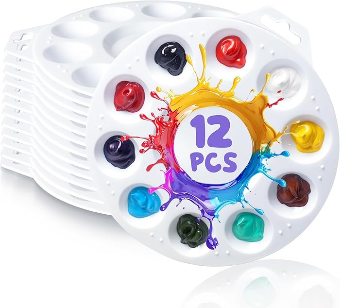 Paint Tray Palettes, Plastic Paint Pallets with Hanging Hole for Kids or Students to Paints on Sc... | Amazon (US)