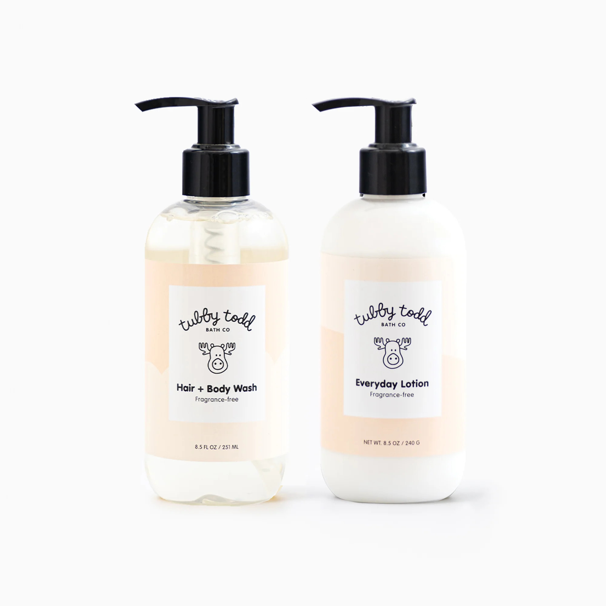 The Wash and Lotion Bundle - Fragrance-free / 8.5 oz | Tubby Todd Bath Co.