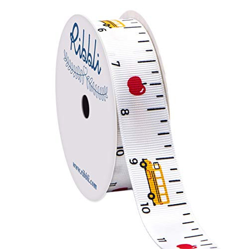Ribbli Grosgrain Ruler & School Bus Craft Ribbon,7/8-Inch,10-Yard Spool, White/Yellow/Red,Use for Teacher Appreciation Gift,Back to School Decoration,Wreath,Gift Wrapping,All Crafting and Sewing | Amazon (US)