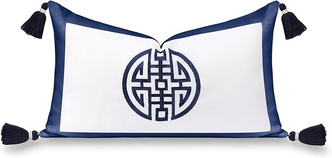 Hofdeco Premium Coastal Hampton Patio Indoor Outdoor Lumbar Pillow Cover Only, 12"x20" Water Repe... | Amazon (US)