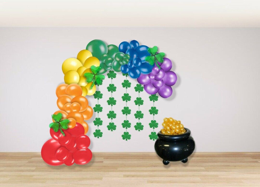 Saint Patrick's Rainbow Balloon Garland Kit | Shamrock Balloon Garland Kit | Rainbow Balloon Garl... | Etsy (US)