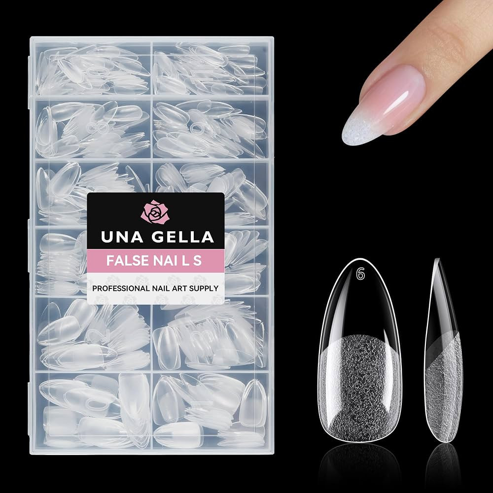 UNA GELLA 504Pcs Medium Pointed Almond Nail Tips, Pre-shape Almond Gel Nail Tips Half Matte Full ... | Amazon (US)