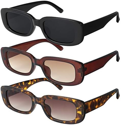 Gaosaili 3 Stücke Vintage Rechteckige Sonnenbrille für Damen und Herren, Sonnenbrille Rechtecki... | Amazon (DE)