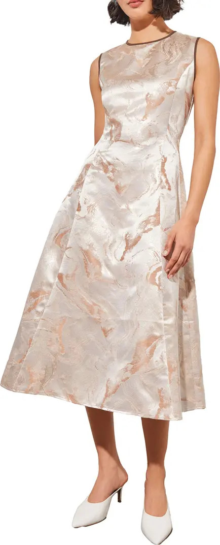 Ming Wang Shimmer Sleeveless Satin A-Line Midi Dress | Nordstromrack | Nordstrom Rack