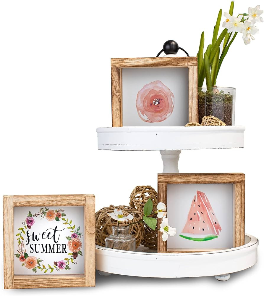 Tiered Tray Signs for Summer and 4th Of July Home Decor - 3 Frames w/Interchangeable Sayings for ... | Amazon (US)