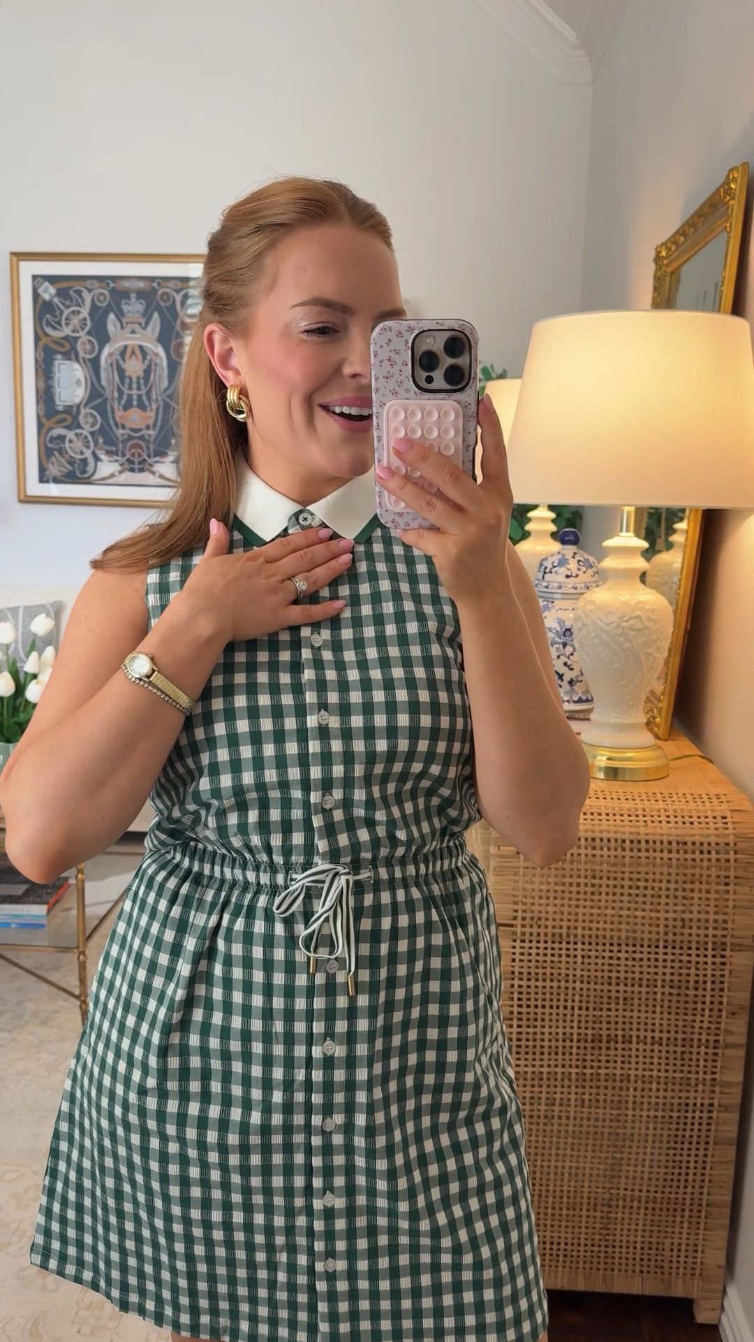 Green gingham sleeveless Tuckernuck sport dress under $150 💚 Perfect for golf, tennis, travel days, or casual summer outfits. The gingham print and collar make it feel classic while the drawstring waist gives it a flattering sporty fit.

Fit & Fabric Notes:
• True to size
• Adjustable drawstring waist for a customizable fit
• Lightweight cotton blend
• Sleeveless and breathable for summer
• Hits mid-thigh

Tuckernuck dress, gingham dress, tennis dress outfit, golf dress outfit, green gingham dress, casual summer dress

#LTKActive #LTKTravel #LTKmomlife