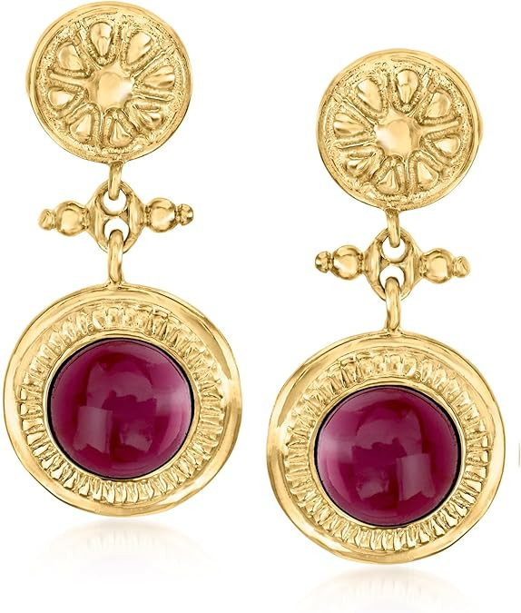 Ross-Simons Italian Garnet Floral Drop Earrings in 18kt Gold Over Sterling | Amazon (US)