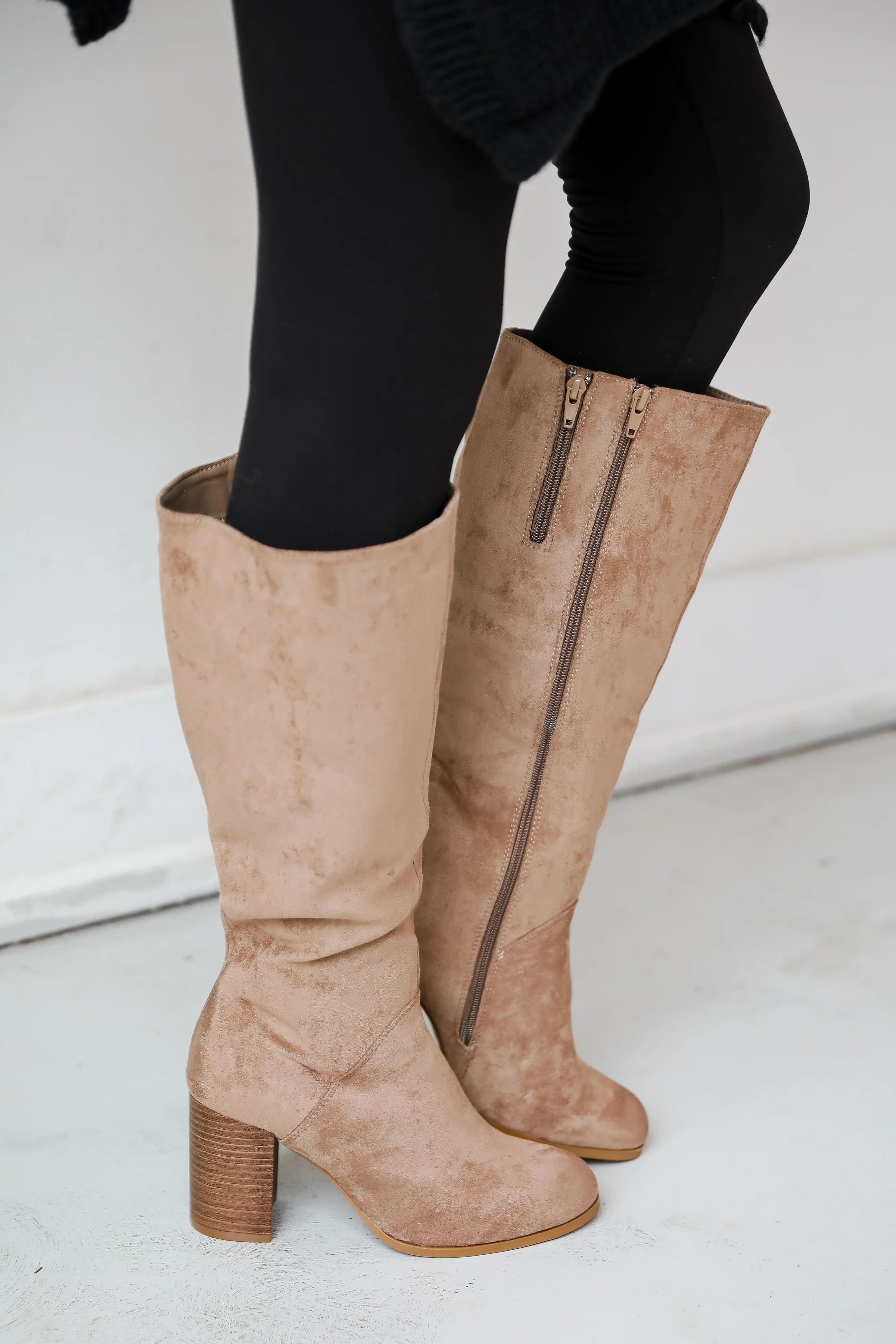 Cute Taupe Suede Boots | Women's Tall Brown Boots | Dress Up | Dress Up