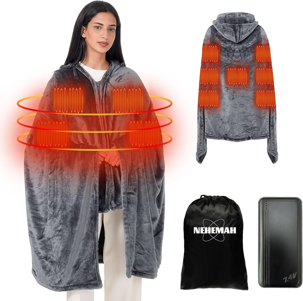 Heating Blanket with 20000mAh 7.4V Power Bank, 70.9‘’ x 43.3‘’ Large Size for Big Man, 3 ... | Amazon (US)