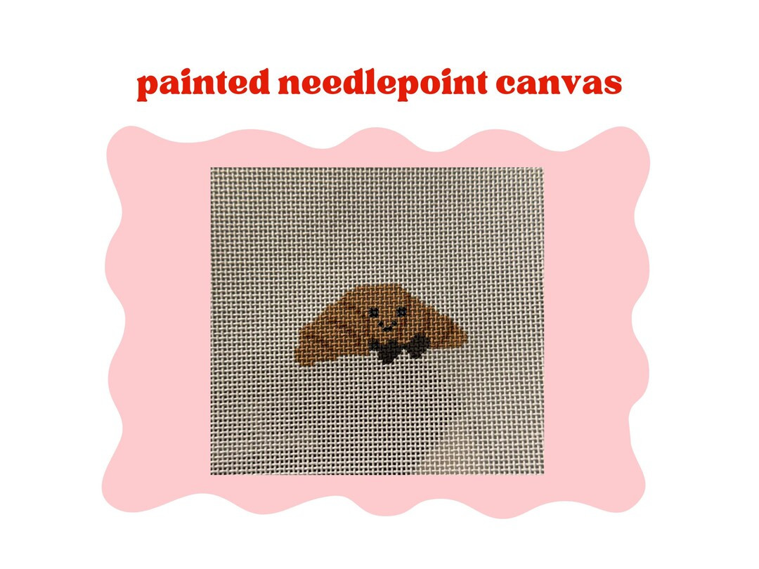 Mini Croissant - Painted Needlepoint Canvas - Etsy | Etsy (US)