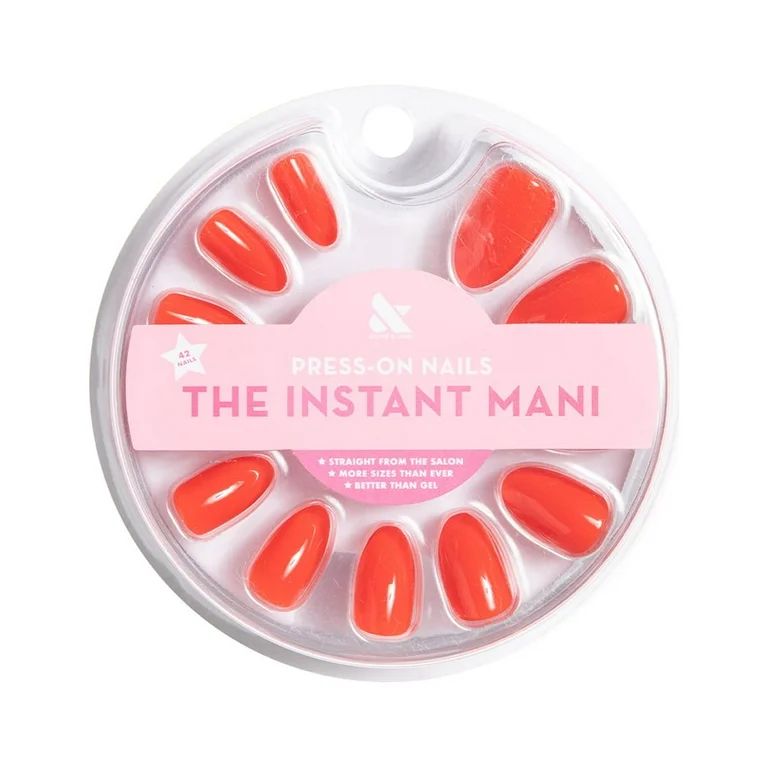 Olive & June Press-on Artificial Nails, Almond Medium, Lava, Red, 42 Ct | Walmart (US)