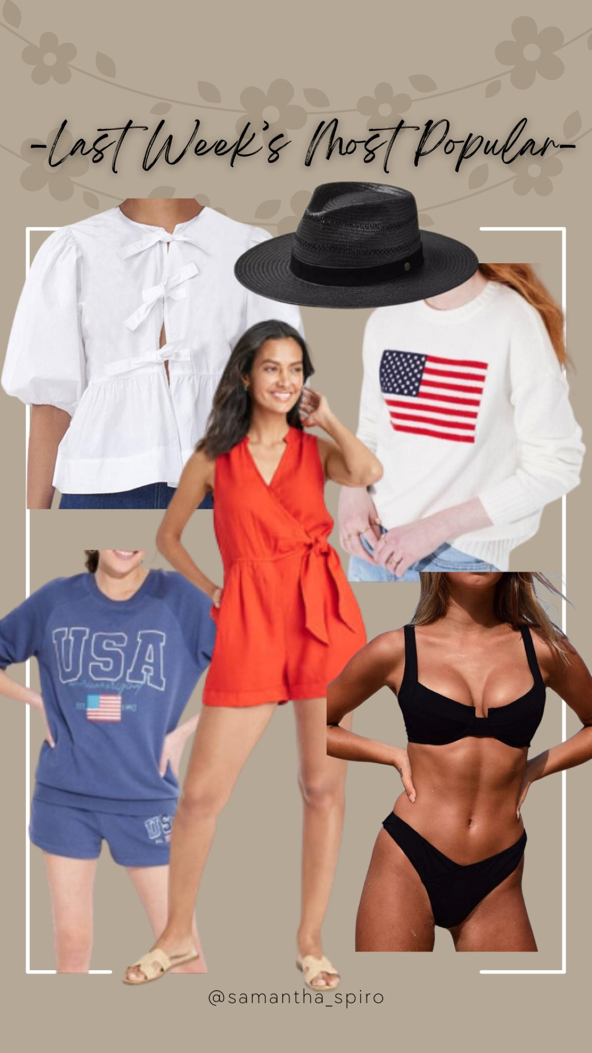 Loving the Memorial Day and Fourth of July theme for last weeks most popular items you loved! I just love this black straw hat! I have a small in everything except the bathing suit. I sized up which I recommend as it runs small  

#LTKSeasonal #LTKSwim #LTKParties