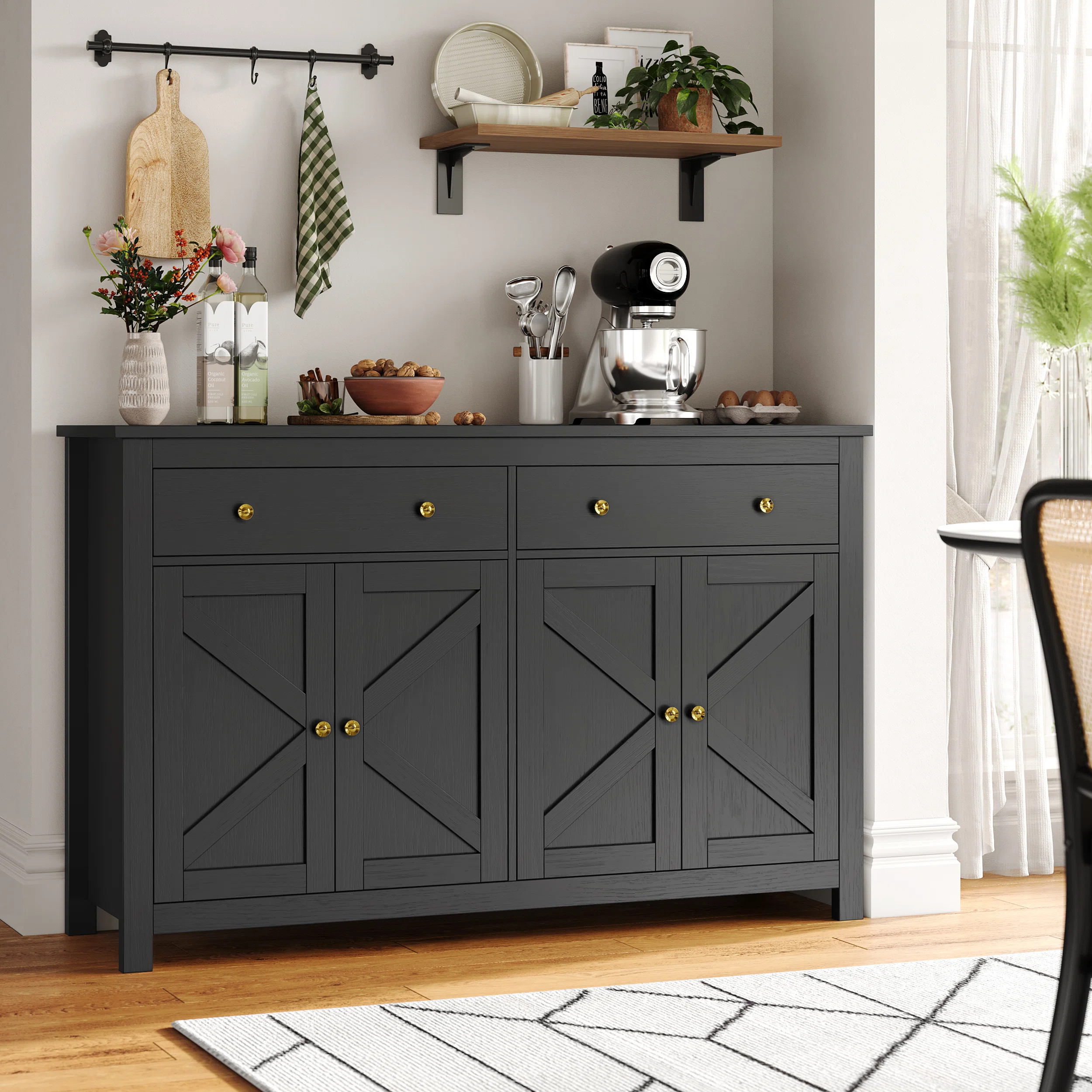 Zosia 55.1" Modern Sideboard Buffet, Credenza Storage Cabinets, Adjustable Shelves | Wayfair North America