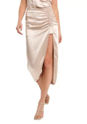 Endless Rose Women's Front Slit Midi Skirt, Beige, Medium | Belk