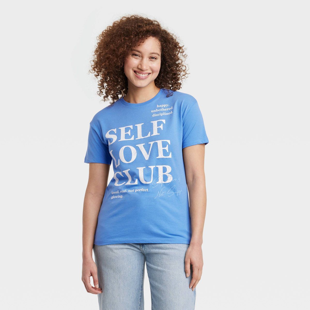 Women's Self Love Club Short Sleeve Graphic T-Shirt - Blue L | Target