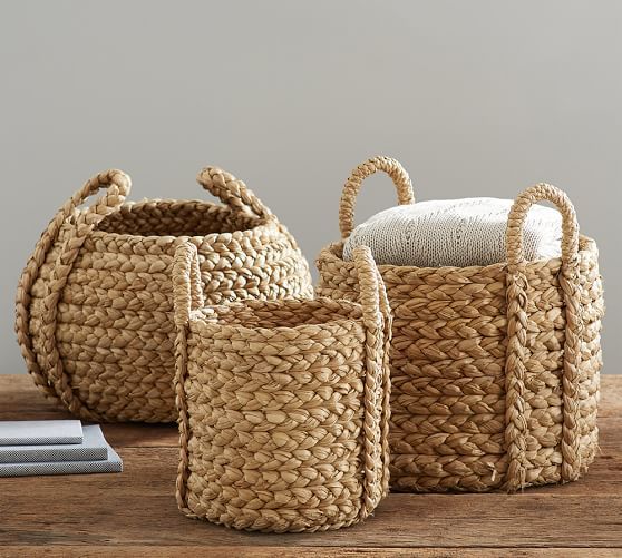 Beachcomber Handwoven Seagrass Round Handled Baskets | Pottery Barn (US)