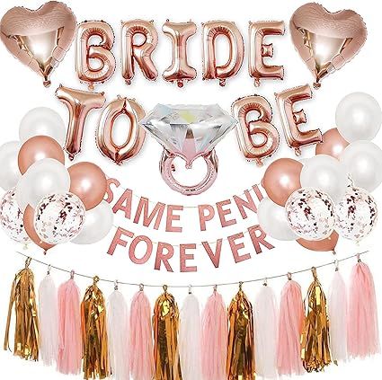 BLOOMWIN Bachelorette Party Decorations, Bride to Be Balloons Rose Gold Hen Party Banner Same X F... | Amazon (US)