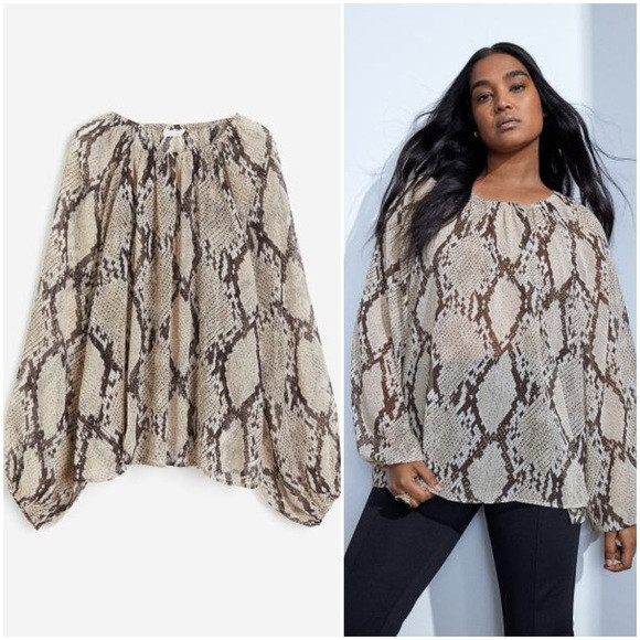 Beige Snakeskin Patterned Blouse (M) | Poshmark