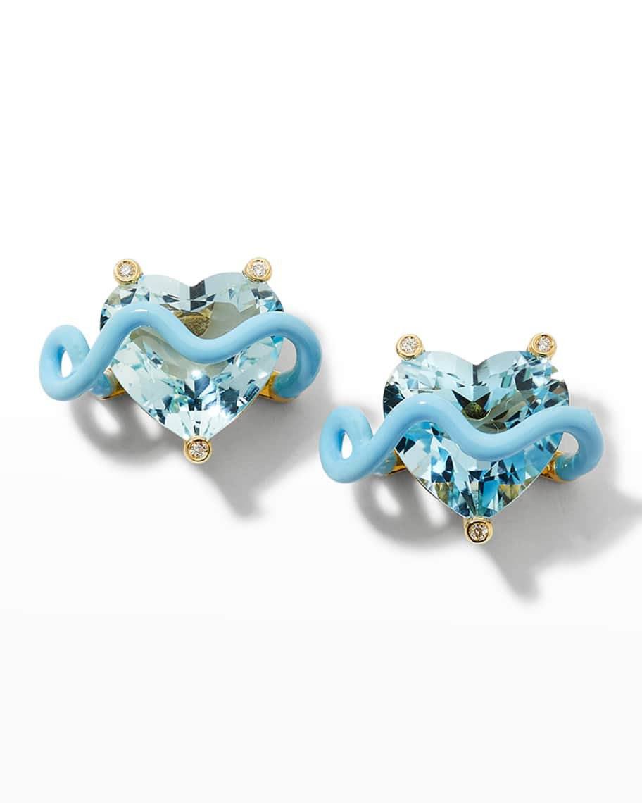 Bea Bongiasca Lizzie Earrings with Aquamarine and Enamel | Neiman Marcus