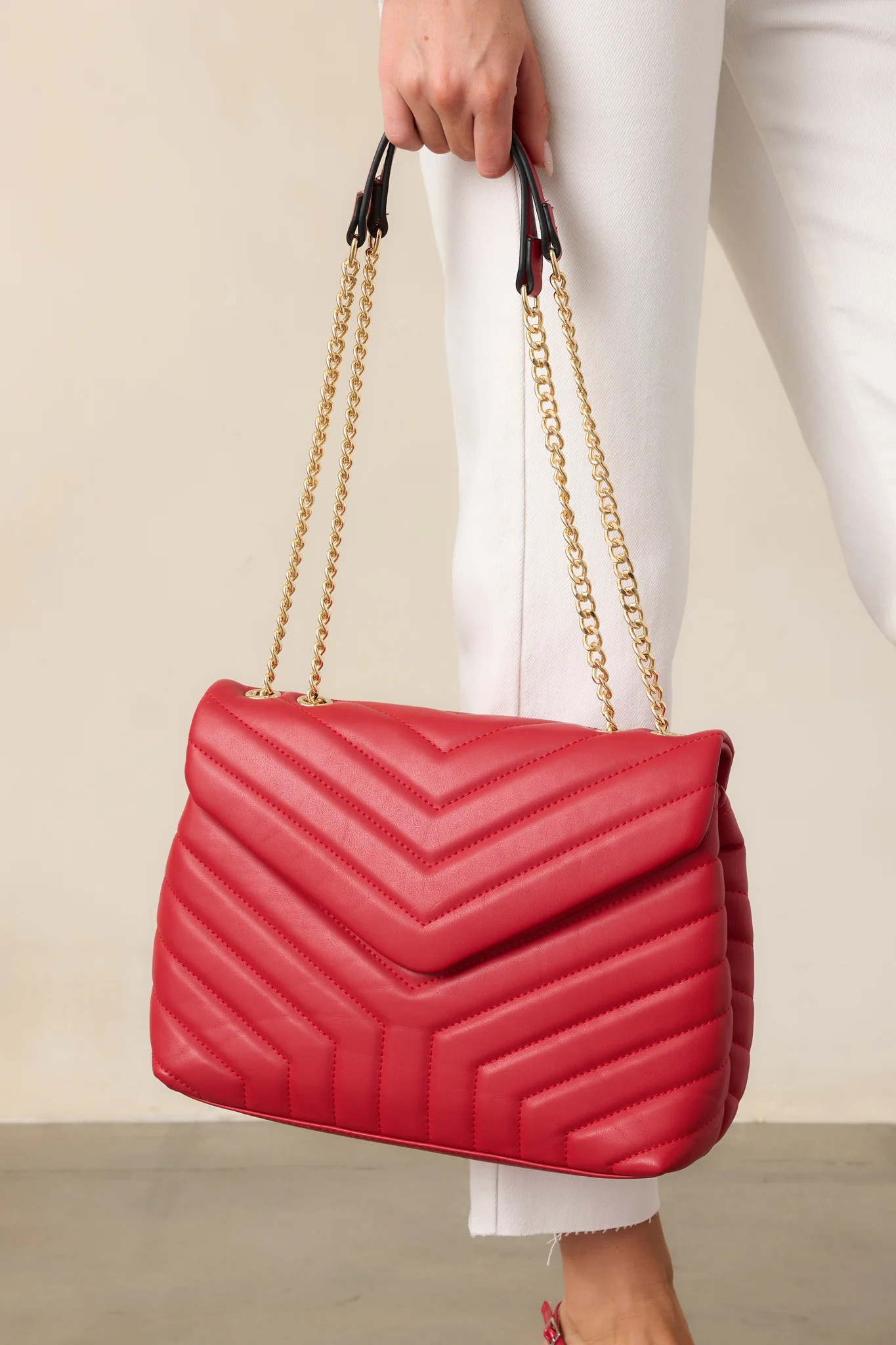 Just Let It Be Red Quilted Handbag | Red Dress