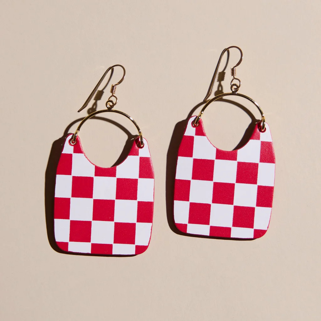 Crimson Checkmate Charlies | Nickel and Suede