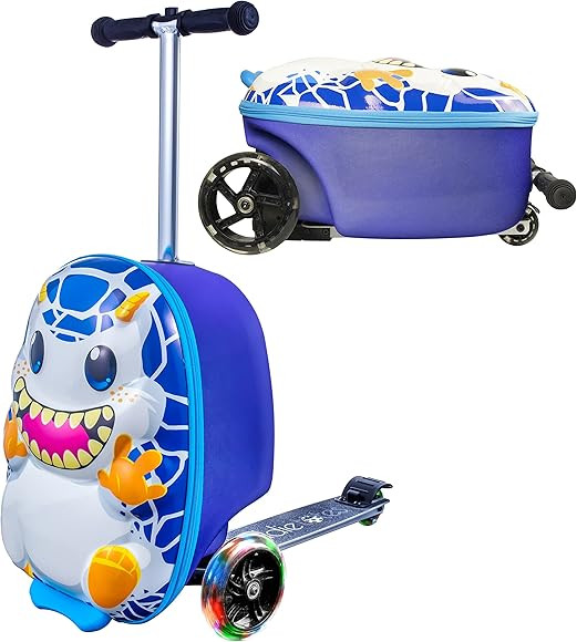 Kiddietotes 3-D Hardside Scooter Ride On Suitcase for Kids - Cute Lightweight Kids Luggage with W... | Amazon (US)